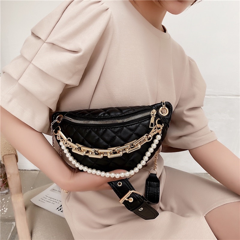 LADIESBAG- BAG WAIST IMPORT TAS SELEMPANG MUTIARA PINGGANG WANITA CEWEK KONDANGAN FASHION LB 271