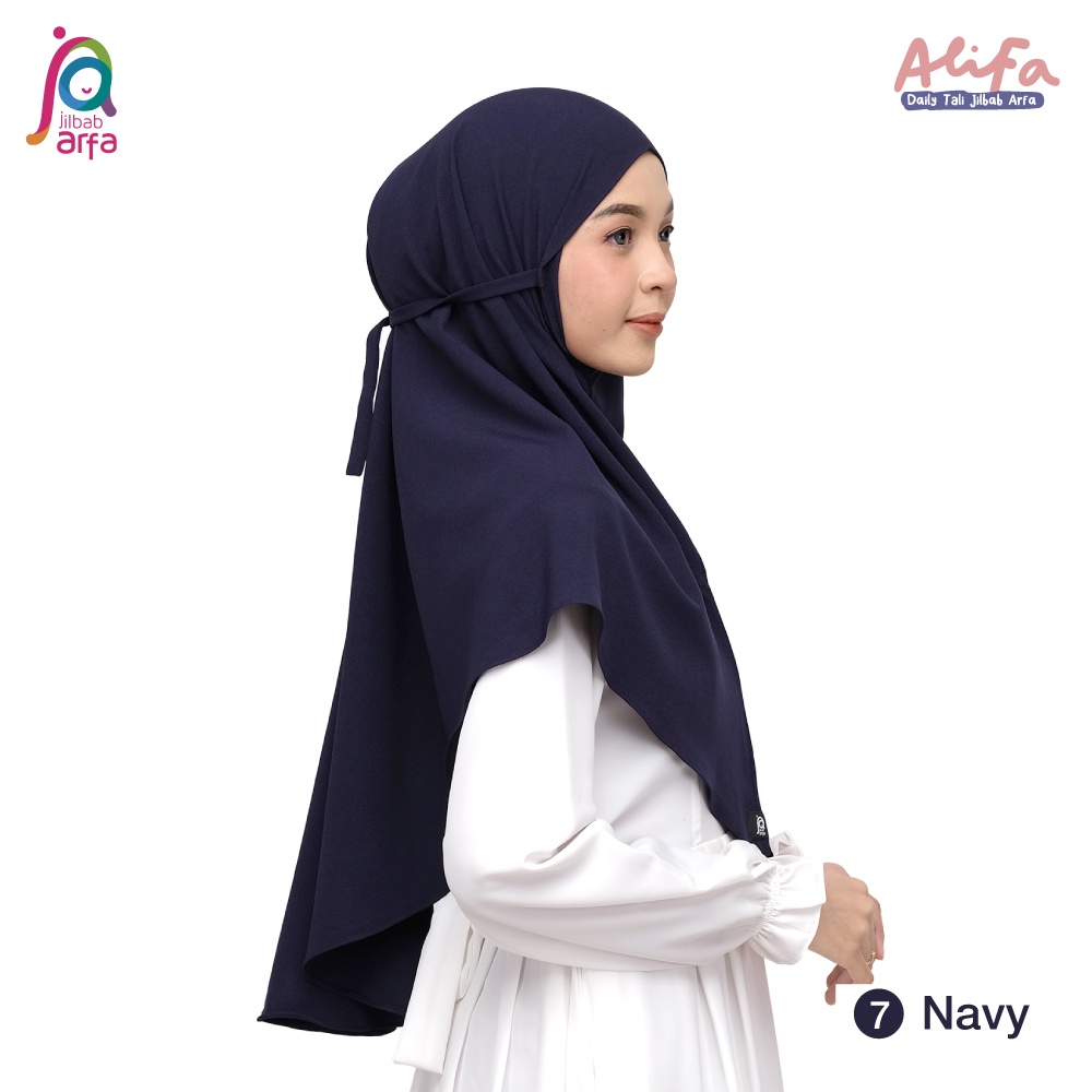 Jilbab Arfa Instan Alifa Navy - Bergo Maryam Tali Non Pet