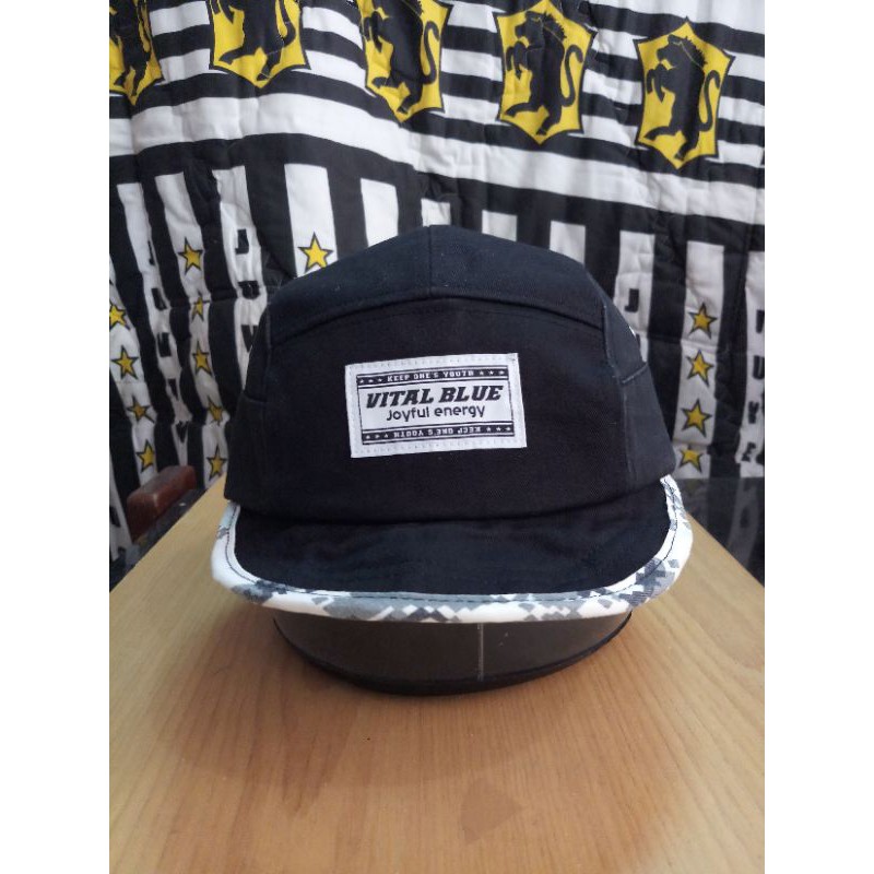 Topi sepeda 5panel second original Vital blue bahan katun