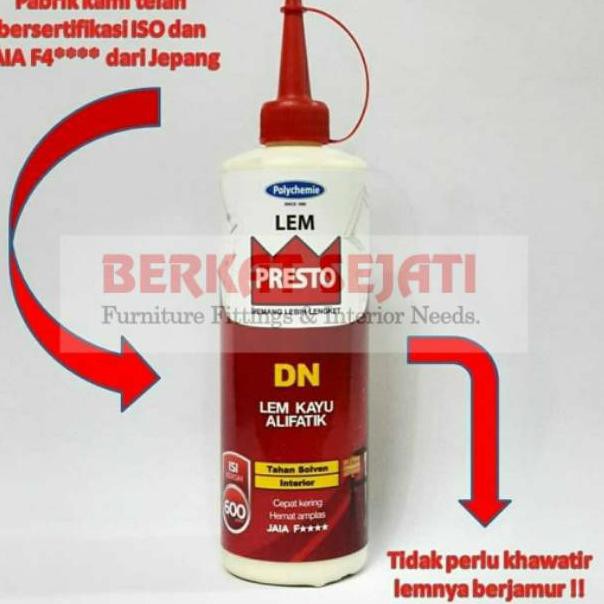 

Lem Presto DN Lem Kayu Interior *BEST SELLER ALIFATIK WOOD GLUE 600 GR (KODE 1481)