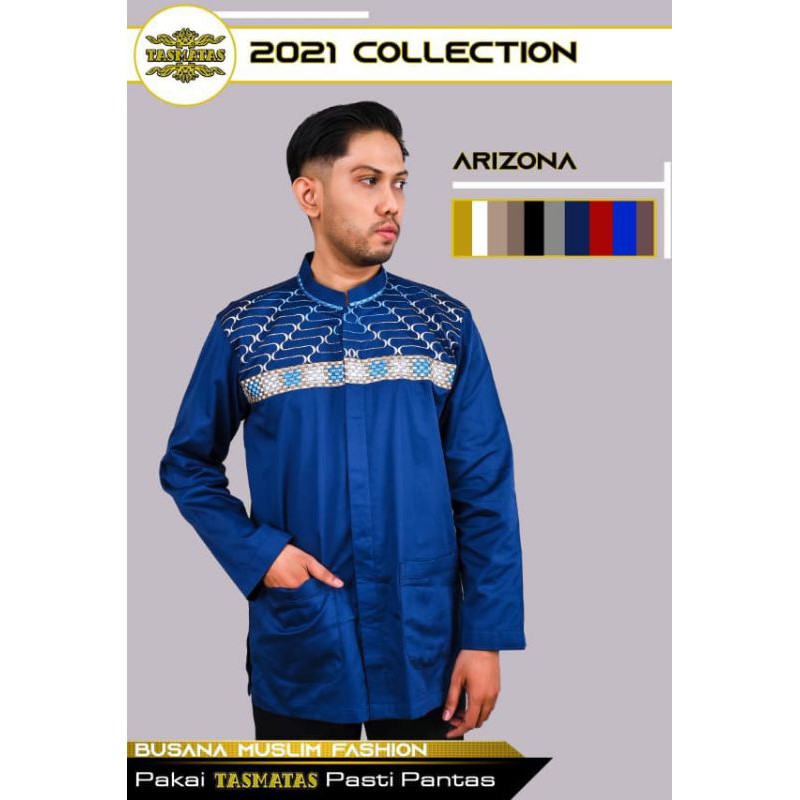 Tasmatas Collection FASHION BAJU BUSANA MUSLIM PRIA Baju Koko Muslim Pria Katun Bordir Arizona