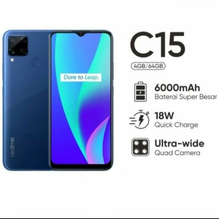 realme C15 4GB/64GB Baterai 6000mAh Garansi Resmi - Biru