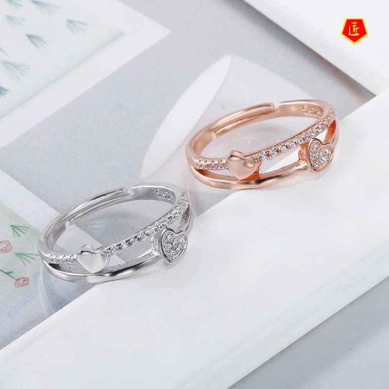 [Ready Stock]Minimalist Creative Heart-Shaped Diamond Ring