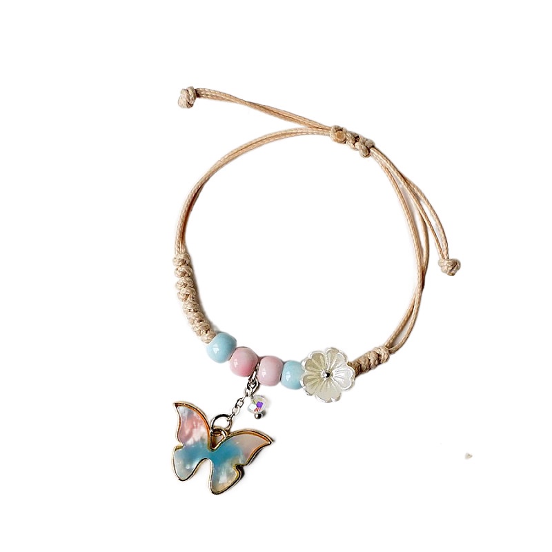 Gelang Tali Kepang Manik-Manik Butterfly Flower Warna Gradasi Gaya Elegan