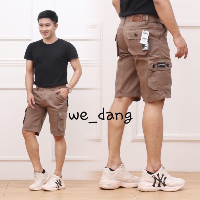 CELANA PENDEK CARGO BAHAN TEBAL ADEM CELANA PENDEK PRIA DEWASA-Mocca