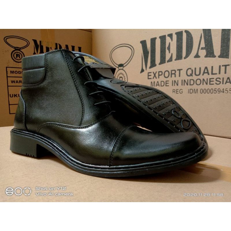 SEPATU KULIT PRIA DEWASA PDH BOOTS POLRI/TNI/SECURITY/DINAS/KERJA/KANTOR/PNS/ASN