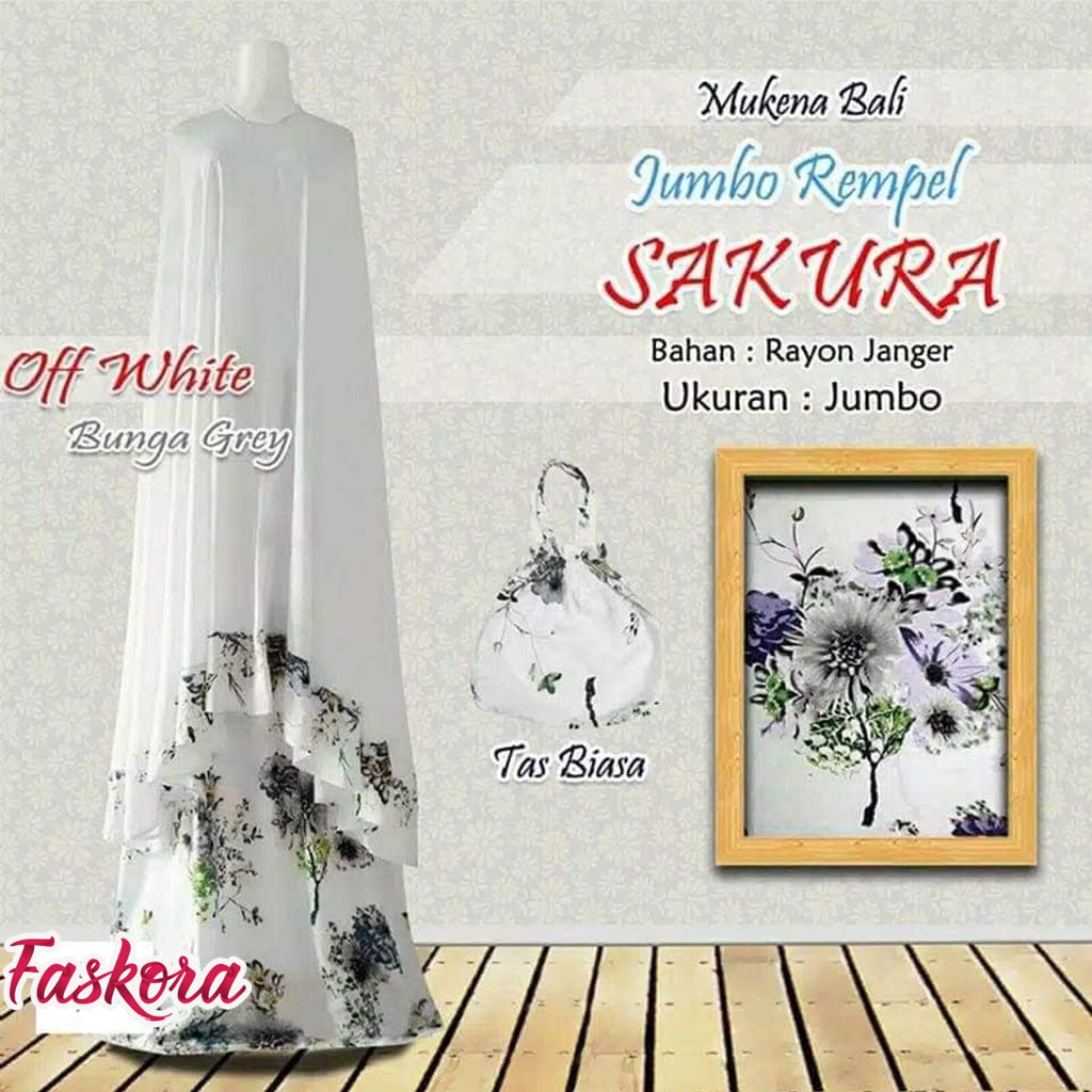 Mukena Bali Dewasa Jumbo Katun Rayon Motif Sakura / Mukena Jumbo Dewasa Adem Rempel Murah