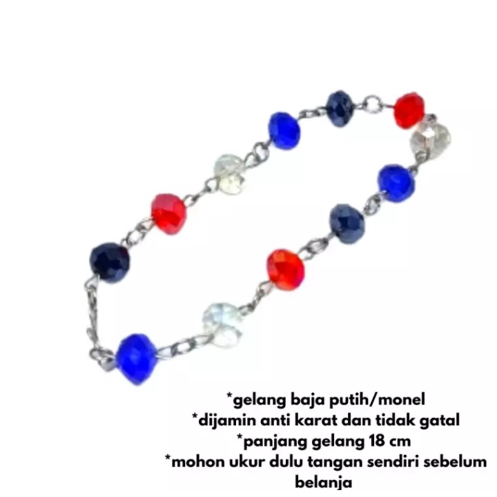 GELANG BAJA PUTIH,GELANG MONEL,GELANG KRISTAL BAJA PUTIH ANTI KARAT PANJANG 18 CM