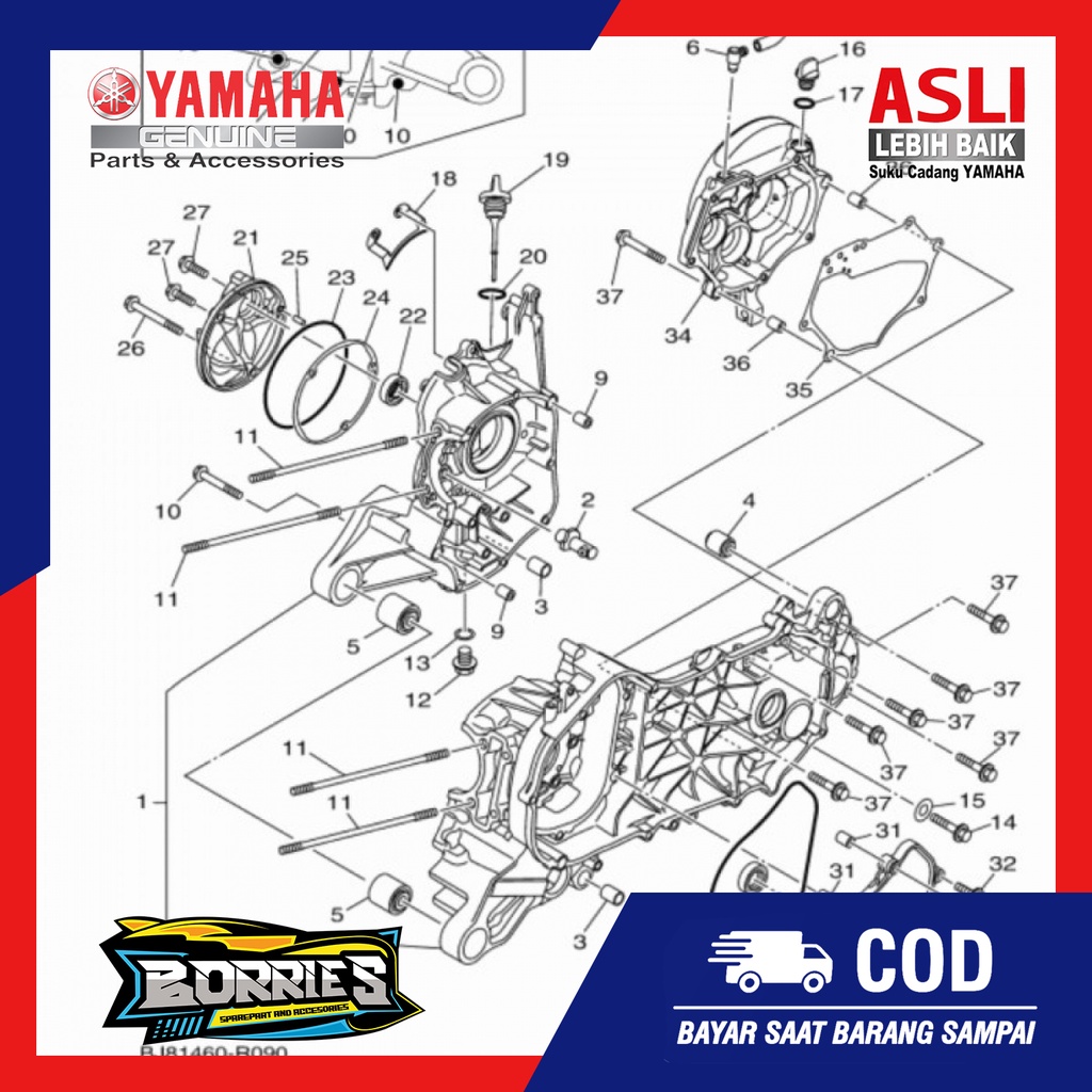 Cover Crankcase Kruk As Mio M3 125 Soul gt 125 Xride 125 2ph-E5423-01