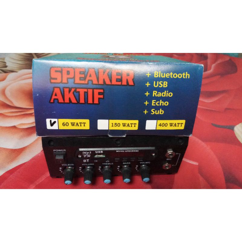 Speker aktif 60watt setereo+blutut mp3+echo Hugos BOMBA Speaker