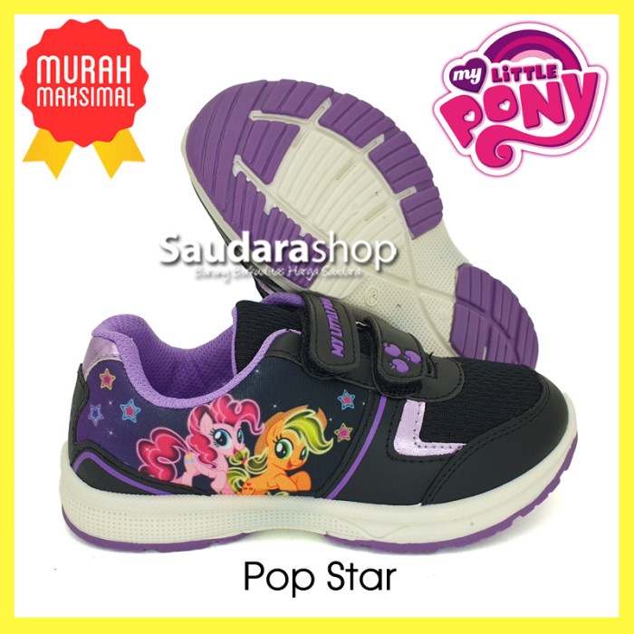Sepatu Little Pony POP Star Hitam Ungu / Sepatu Sekolah Little Pony