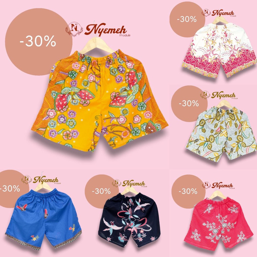 [S - XXL] BatikSafira - Danise Short Pants Celana Pendek Wanita / Pria Celana Pendek Batik