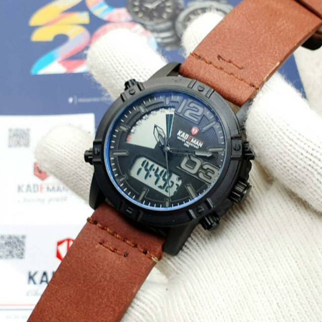 JAM TANGAN PRIA DUAL TIME KADEMAN KDM529 ANALOG PLUS DIGITAL GRADE ORIGINAL