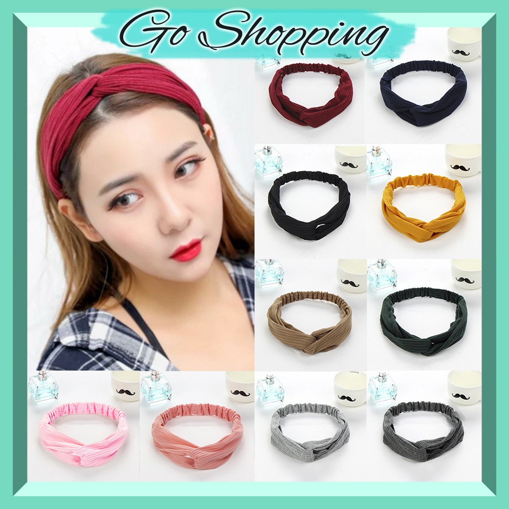 GO!BD222 BANDO SIMPUL GARIS POLOS CEWEK BANDANA TWIST ELASTIS WANITA GAYA FASHION KOREA COD