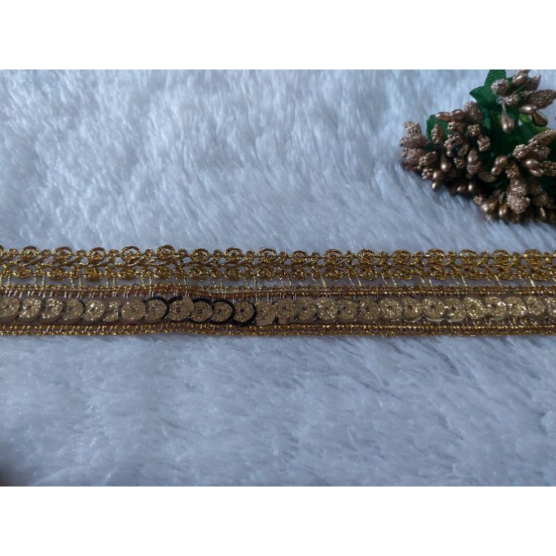 renda india benang emas payet bulat