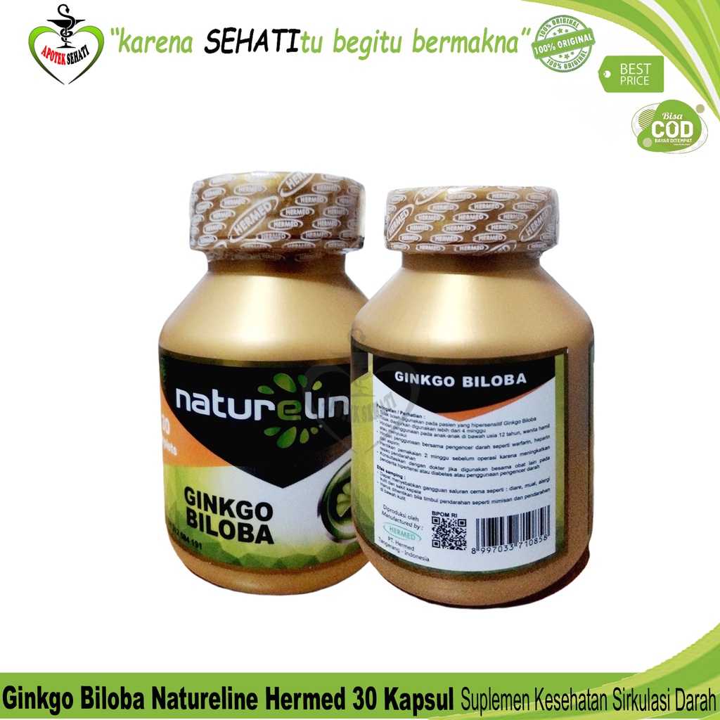 Natureline Ginkgo Biloba Hermed 30 Kapsul Suplemen Kesehatan Sirkulasi Darah