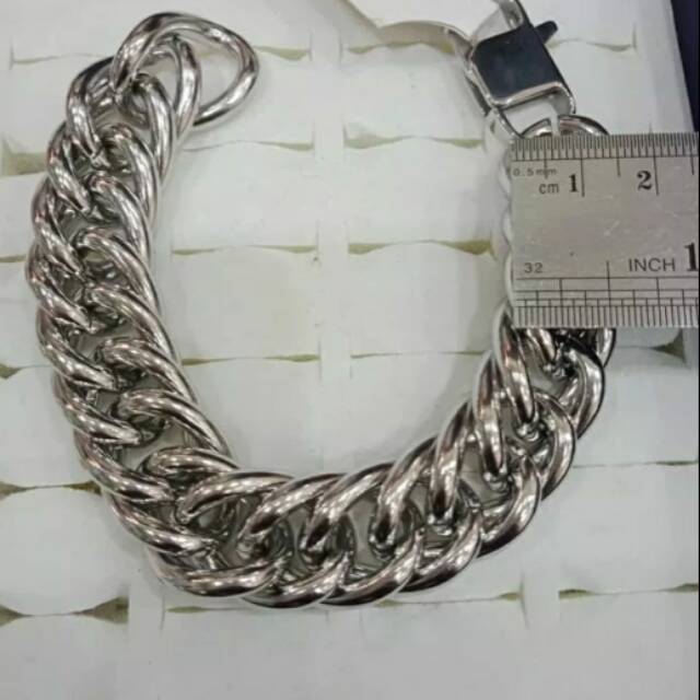 Gelang rantai titanium jumbo pria pjg 21cm highQuality anti karat