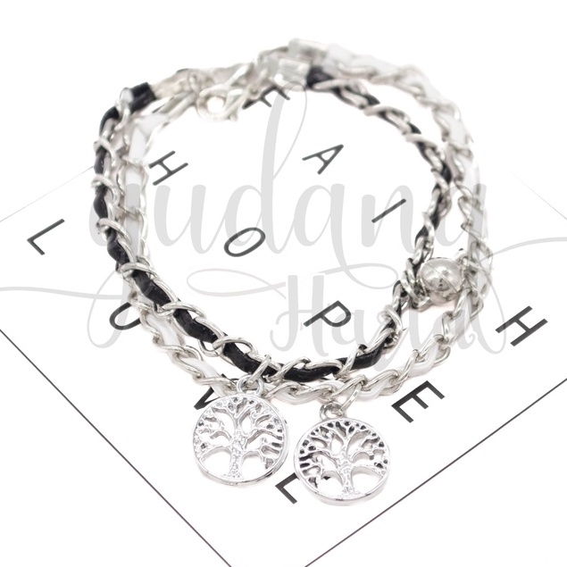 Gelang BFF Couple SET ISI 2 Chain And Tree Bangle MotifPohon GH 205354