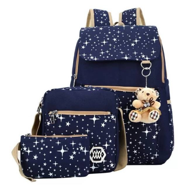 Backpack 3in1 galaxy / tas anak / tas murah / ransel 3in1 Ransel Bintang Tas Sekolah motif Bintang