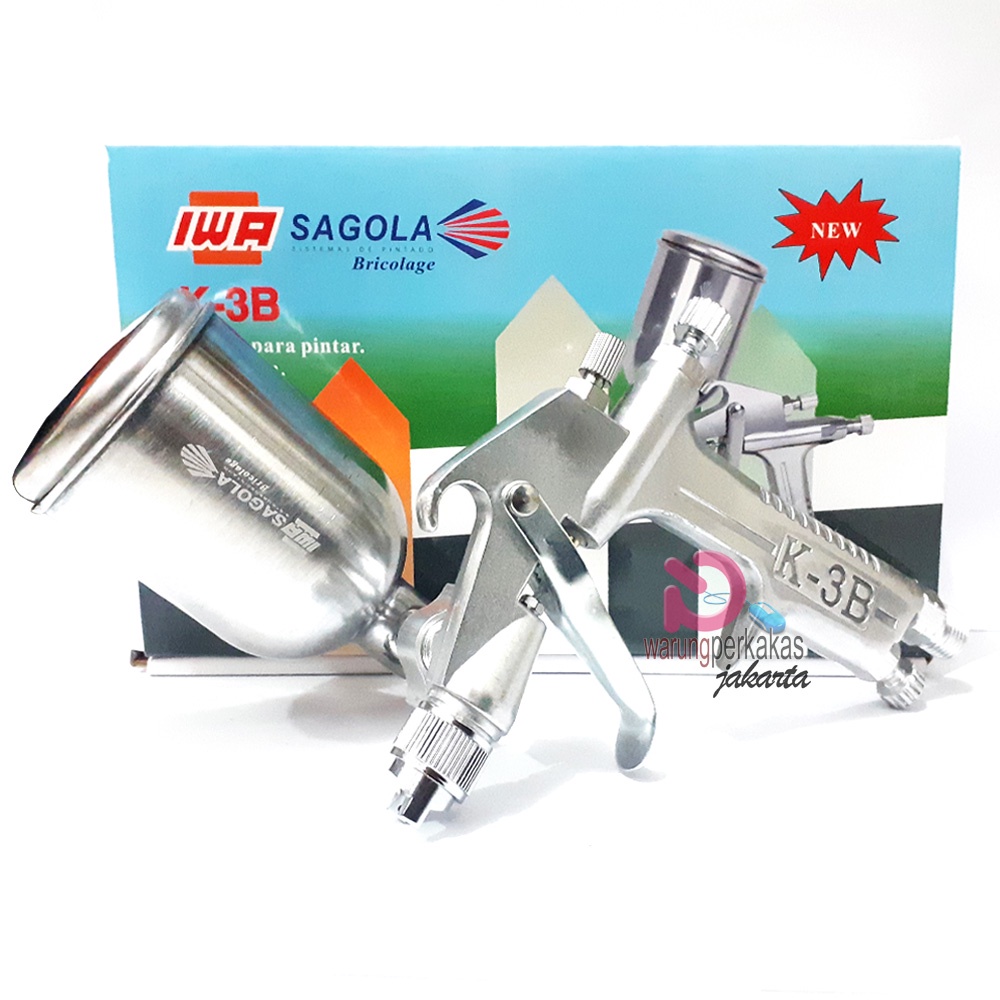 IWA Sagola Spray Gun K3B Tabung Atas - Spray Gun 400cc - Alat Penyemprot Cat Duco - Spet Murah