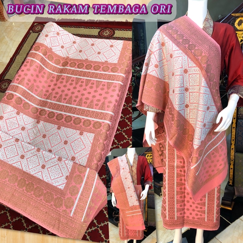 Songket Bunga Cina Tembaga ORI Warna Alam  / Songket Tenun Palembang asli Tenun Tangan. (ilham Songk