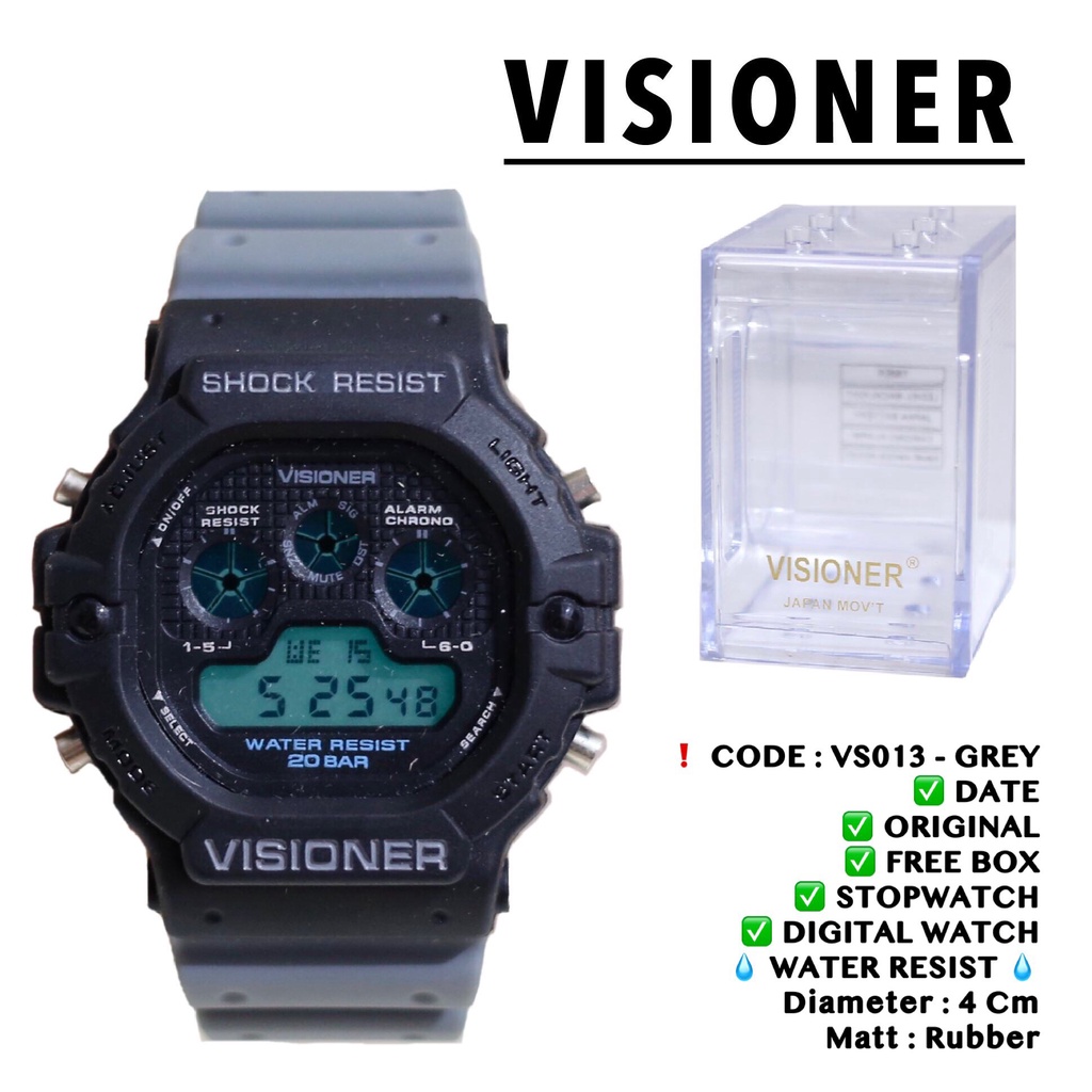 jam tangan pria wanita ORIGINAL Visioner DIgital watch sporty anti air free box anti air garansi 1 tahun VS015