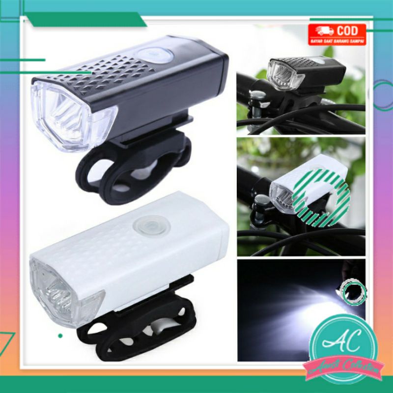 Lampu LED sorot depan sepeda ontel super terang lampu senter rechargeable