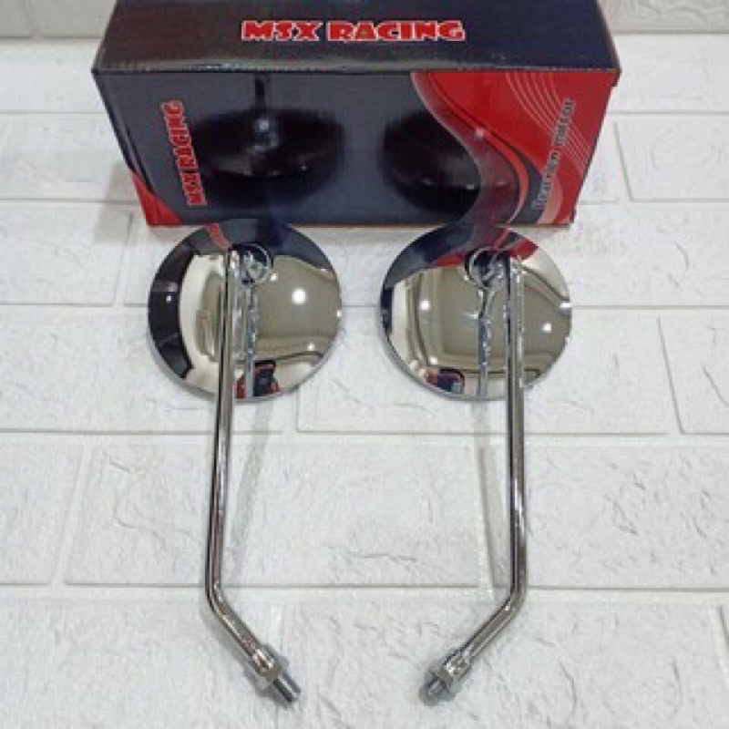 SPION VESPA HONDA YAMAHA SUZUKI KAWASAKI SPION BULAT KROM CHROME/HITAM universal all motor matic bebek motor besar