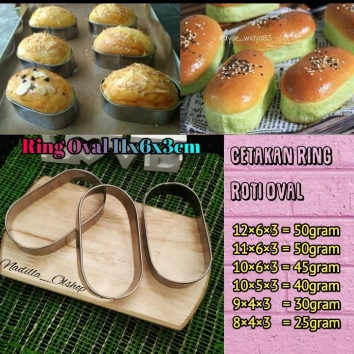 Ring Cutter Oval / Cetakan Roti Bakso Hotdog Stainless 8x6x3 | 9x6x3 | 10x6x3 | 11x6 x3 | 12x7x3 | 1