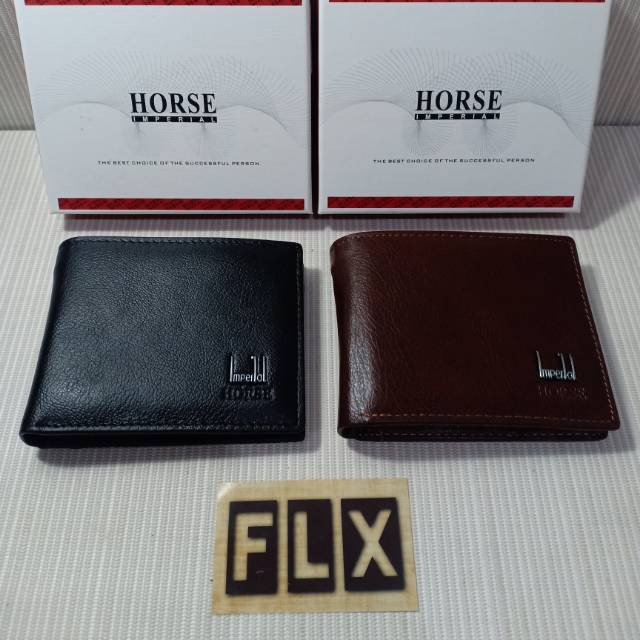 Dompet lipat Imperial Horse kulit asli polos 088#