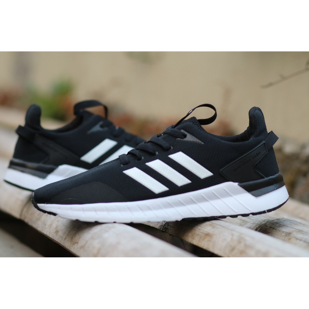 SEPATU ADIDAS QUESTAR RIDE HITAM OLAHRAGA LARI RUNNING SPORT SNEAKERS CASUAL SEKOLAH KETS JOGGING AD