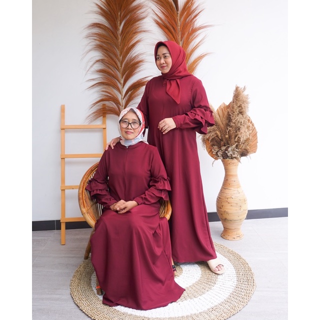 Jenna Dress Gamis Polos Rempel Tangan LD 104 110 Size M/L XL Shakila Armani - Dress Muslimah Wanita Syari Terbaru - Dress Gamis Polos Payung - Dress Premium - Gamis Kondangan - Gamis Seragam - Gamis Pengajian COD By Zenic id