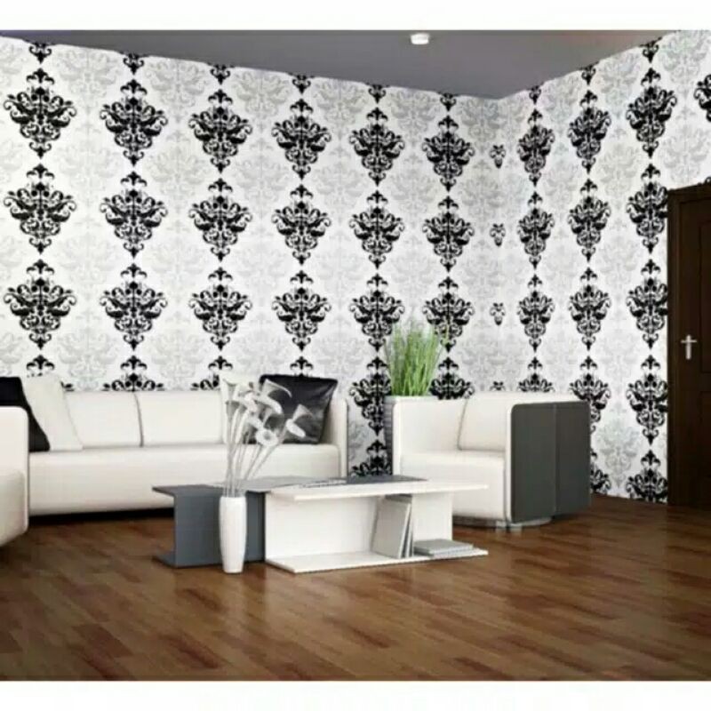 wallpaper sticker batik hitam putih