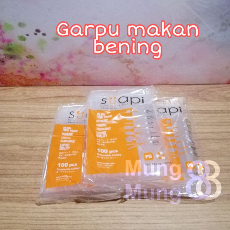 Garpu Makan Bening Suapi isi 100pcs
