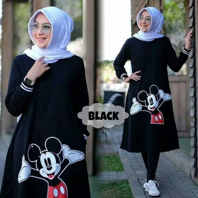TUNIK FASHION WANITA MURAH STYLE KEREN / TUNIK MICKY LC/AB TUNIK motif MICKEY MOUSE/Tunik Muslim