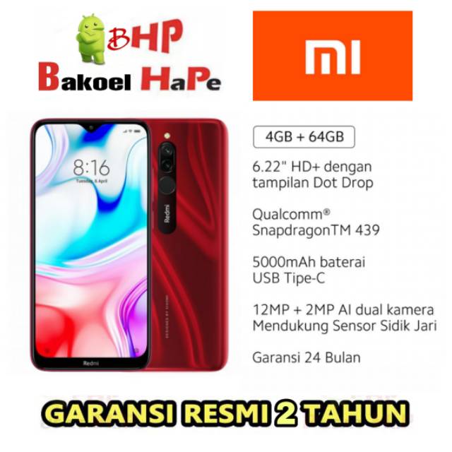 New XIAOMI REDMI 8
RAM 4GB / ROM 64GB
GARANSI RESMI XIAOMI INDONESIA 24 BULAN