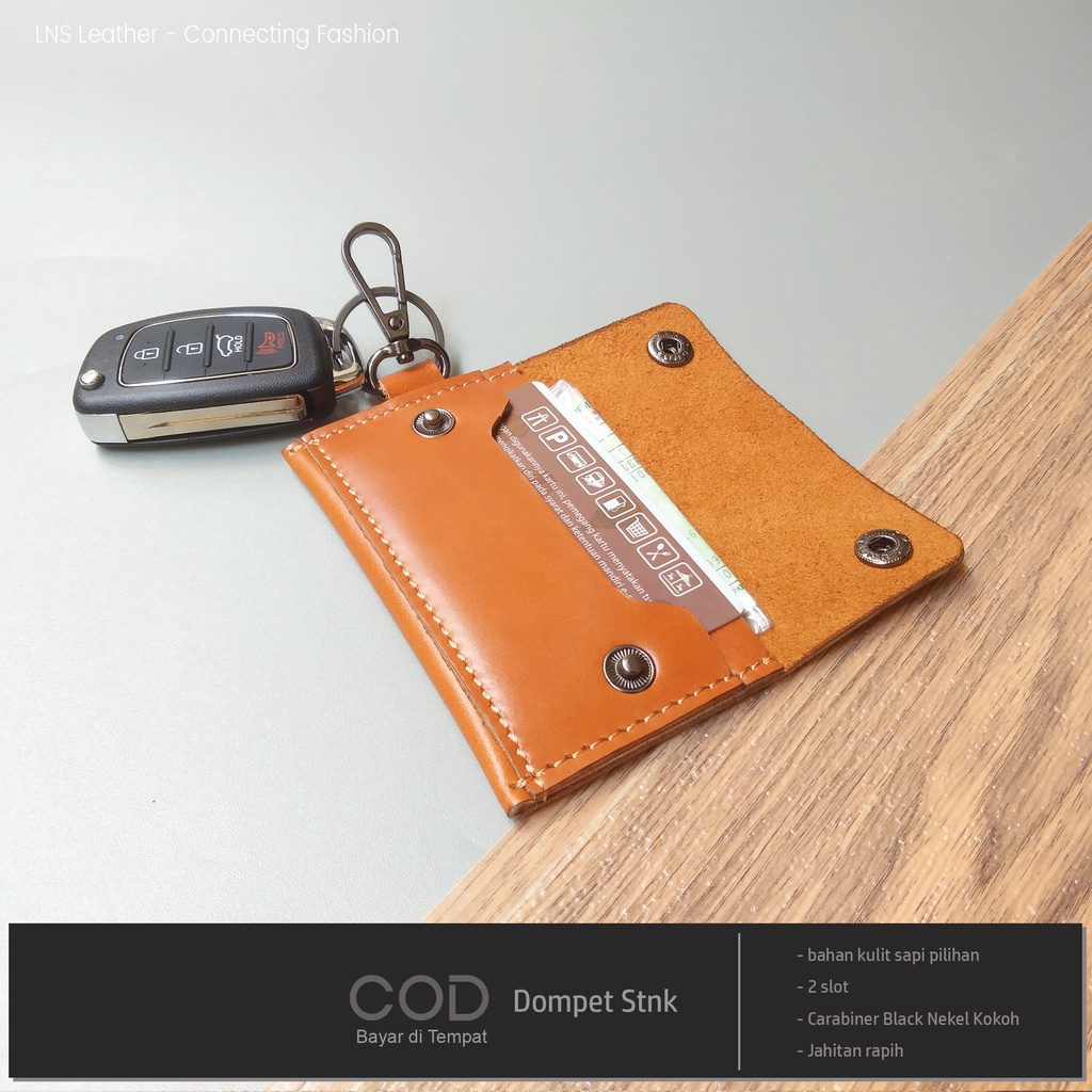 Key Wallet Dompet Stnk Mobil Dua Slot Kulit Asli