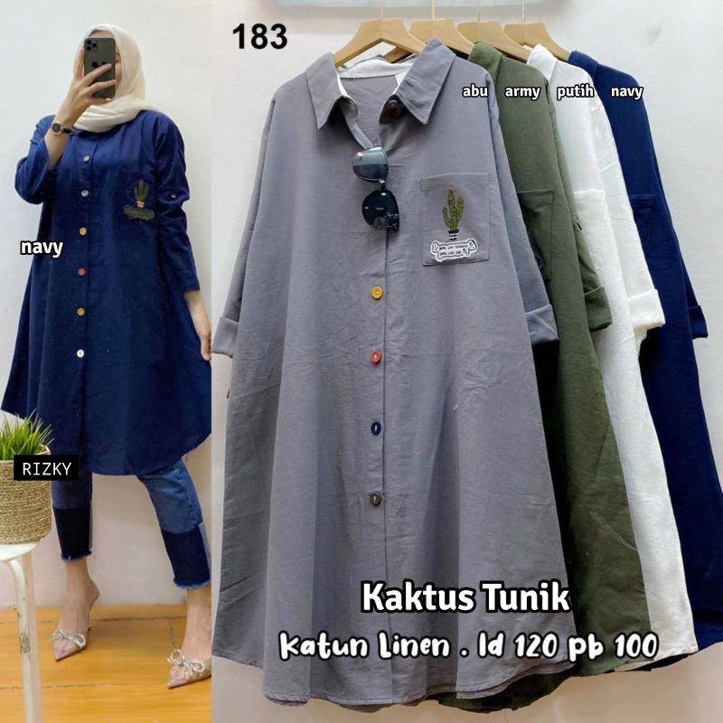 Kemeja katun linen import premium / atasan tunik import