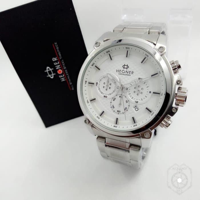 Jam Pria Hegner 5033 Silver Chronograph Original