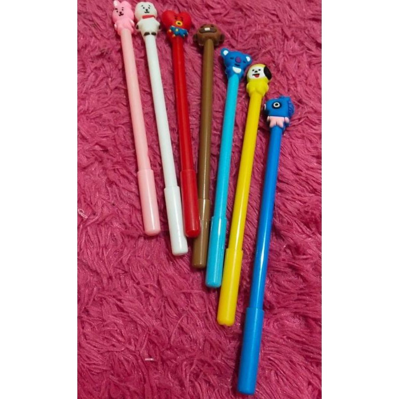 pulpen bts bt21 bolpoint Fancy Gel Pena Karakter BTS Pen Cartoon Perlengkapan Sekolah Stationary COD