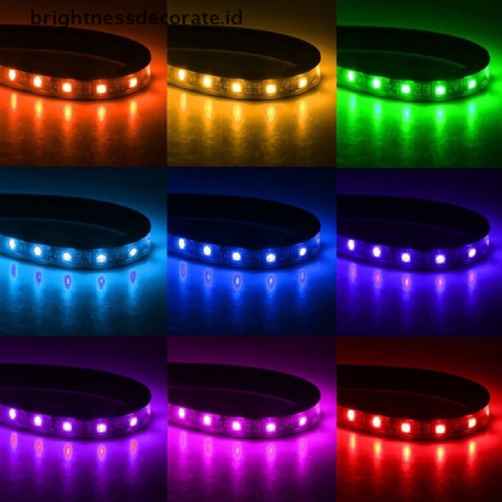 4 Pcs Lampu Strip 12 Led Rgb Dengan Usb Pengisi Daya Untuk Dekorasi Interior Mobil