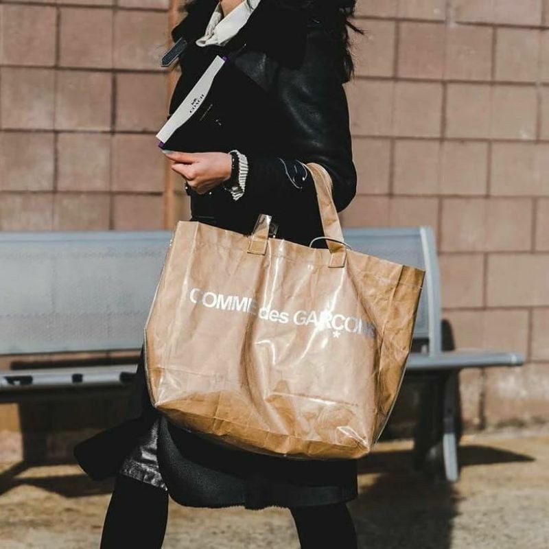 COMME des GARCONS PVC KRAFT TOTE BAG BROWN