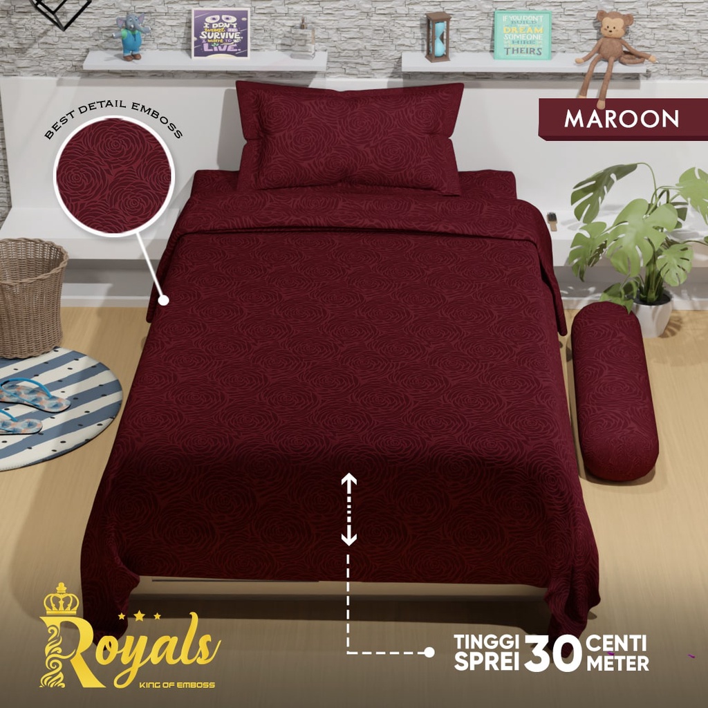 Royals BedCover Set Sprei Uk 120 - Maroon