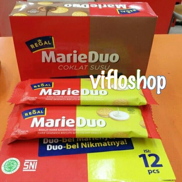 

GROSIR & ECERAN REGAL MARIE DUO (VANILA/COKLAT) KEMASAN BOX 12 X 20 G - VANILA