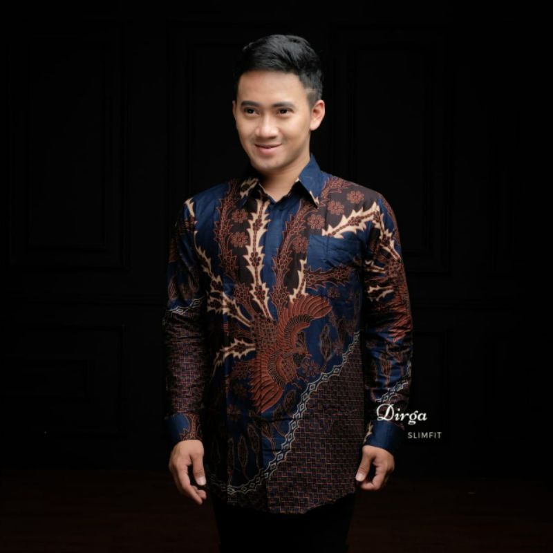 Batik Pria Lengan Panjang BATIK NAKULA HRB026 motif KERATONAN Kode 002 size M L XL XXL Reguler