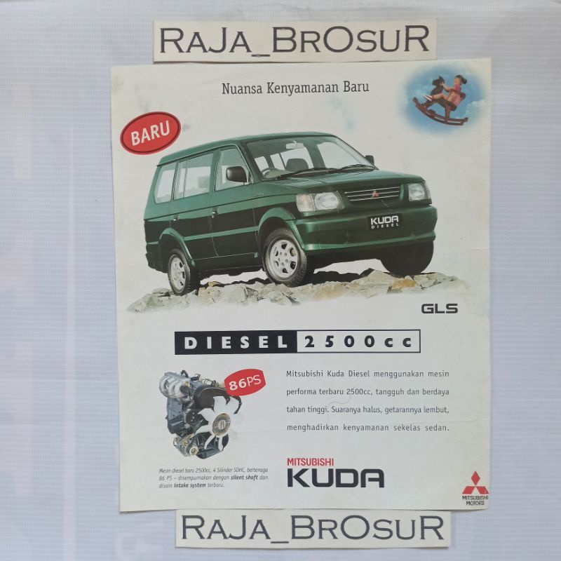 Poster brosur katalog flyer Mitsubishi Kuda GLS Diesel 2500cc 1999