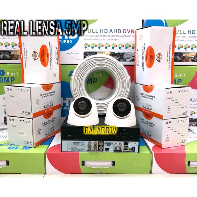 PAKET CCTV 4CHANNEL 2CAMERA 4CHENEL 2KAMERA Full HD LENS 5MP 1080P KOMPLIT TINGGAL PASANG