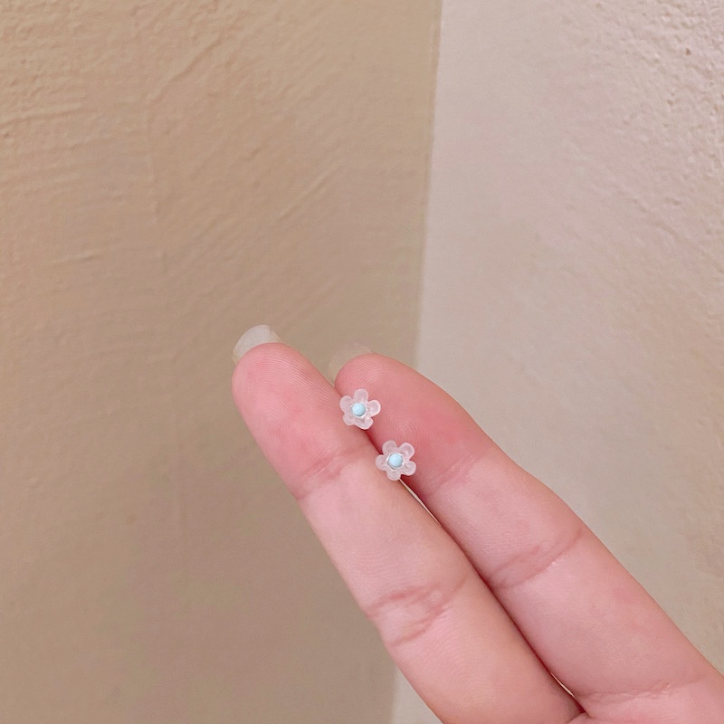 Anting Bunga 4pcs Korea Style Flower Earrings Set Stud Cute Colorful Candy Color Earring for Women Girl Jewelry-5