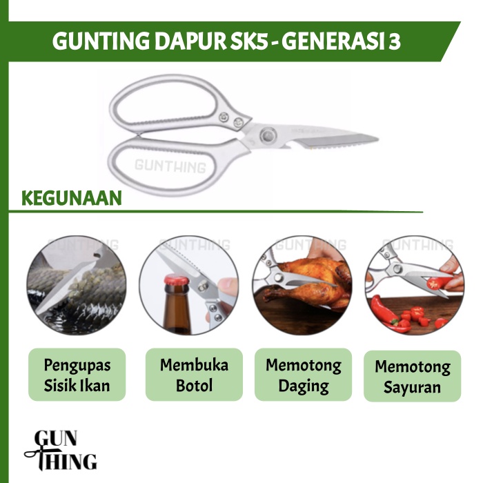 Gunting Dapur Serbaguna Multifungsi. Gunting Gerigi Jepang SK5 GENERASI ke 4