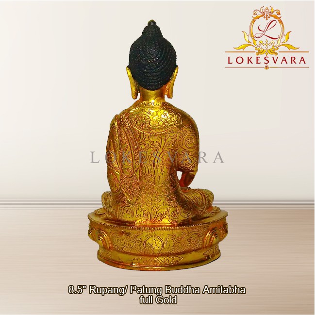 Patung Rupang Arca Logam Buddha Amitabha 8.5inch Full Gold